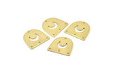 Gold Moon Charm, 6 Gold Plated Brass D Shape Charms With 4 Holes (16x17x0.50mm) M1067