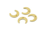 Gold Moon Charm, 12 Gold Plated Brass Crescent Moon Charms With 1 Hole (9.5x11x3x0.80mm) E070