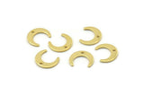Gold Moon Charm, 12 Gold Plated Brass Crescent Moon Charms With 1 Hole (9.5x11x3x0.80mm) E070