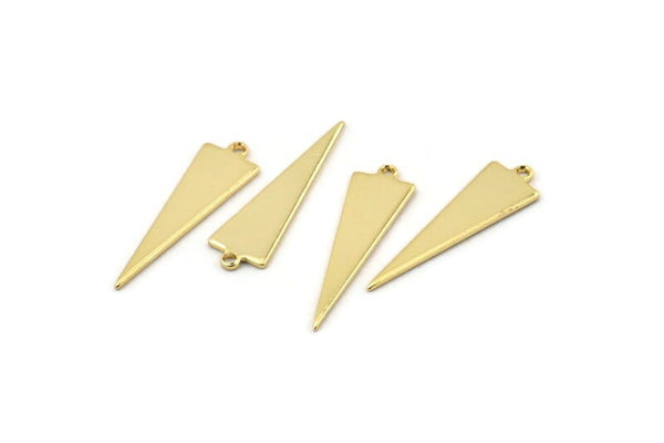 Gold Triangle Charm, 10 Gold Plated Brass Triangle Charms With 1 Loop (22.5x7x0.80mm) E089