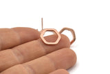 Rose Gold Hexagon Earring, 4 Rose Gold Plated Brass Hexagon Stud Earrings (14x2x1mm) D0082 A1151 Q1024
