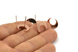 Rose Gold Moon Earring, 4 Rose Gold Brass Crescent Moon Stud Earrings (14x5x0.80mm) D1296 A1319 Q1105