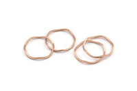 Rose Gold Circle Rings, 12 Rose Gold Plated Brass Wavy Circle Rings, Charms (16.5x0.80mm) BS 1757 Q1042