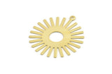 Gold Sun Charm, 4 Gold Plated Brass Sun Pendants With 1 Loop, Findings (33x30x0.50mm) A1517