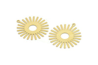 Gold Sun Charm, 4 Gold Plated Brass Sun Pendants With 1 Loop, Findings (33x30x0.50mm) A1517