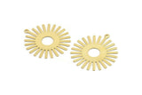 Gold Sun Charm, 4 Gold Plated Brass Sun Pendants With 1 Loop, Findings (33x30x0.50mm) A1517