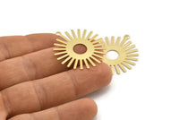 Gold Sun Charm, 4 Gold Plated Brass Sun Pendants With 1 Loop, Findings (33x30x0.50mm) A1517