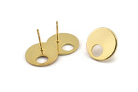 Gold Round Earring, 4 Gold Plated Brass Hoop Stud Earrings (16x1mm) D1076 A1311 Q1007