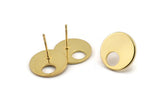 Gold Round Earring, 4 Gold Plated Brass Hoop Stud Earrings (16x1mm) D1076 A1311 Q1007