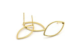 Gold Marquise Earring, 6 Gold Plated Brass Marquise Stud Earrings (11x22x0.80mm) D0042 A1362