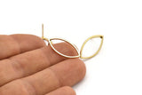 Gold Marquise Earring, 6 Gold Plated Brass Marquise Stud Earrings (11x22x0.80mm) D0042 A1362
