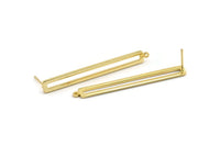 Gold Stick Earring, 2 Gold Plated Brass Stick Stud Earrings With 1 Loop (53x6x1.2mm) D1159 A1416 Q0709