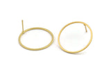 Gold Circle Earring, 4 Gold Plated Brass Circle Stud Earrings (26x1x1mm) Bs 1091 A1454 Q0998