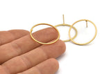 Gold Circle Earring, 4 Gold Plated Brass Circle Stud Earrings (26x1x1mm) Bs 1091 A1454 Q0998