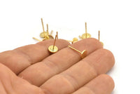 Gold Round Earring, 8 Gold Plated Brass Round Stud Earrings (6x0.80mm) M035 A1515 H0109