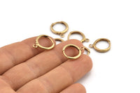 Brass Leverback Earring, 12 Raw Brass Leverback Earrings, Findings (14mm) A0789