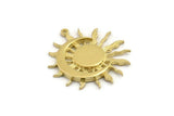 Moon and Sun, 2 Raw Brass, Crescent Moon, Brass Sun, Charm Pendant, Brass Pendant, Brass Charm With 1 Loop (32x29mm) N1520