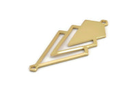 Gold Triangle Charm, 2 Gold Plated Brass Diamond Charms With 2 Loops (51x22x1mm) M01149 Q1049