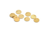 Gold Round Tag, 8 Textured Gold Plated Brass Round Tags With 1 Hole, Stamping Tags (10x0.80mm) E050