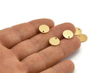 Gold Round Tag, 8 Textured Gold Plated Brass Round Tags With 1 Hole, Stamping Tags (10x0.80mm) E050