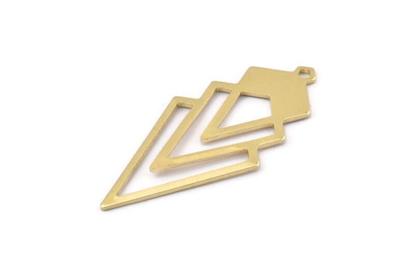 Gold Triangle Charm, 2 Gold Plated Brass Diamond Charms With 1 Loop (49x22x1mm) M01161 H1012