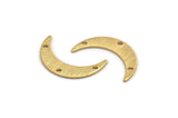 Gold Moon Charm, 6 Textured Gold Plated Brass Crescent Moon Charms With 3 Holes (22x5x0.80mm) M01205