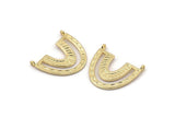 Gold Charm, 2 Gold Plated Brass, Gold Pendants, Charm Pendants, Gold U Shape Charms With 2 Loops (26x23x1.2mm) N1448 H0982