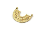 Gold Charm, 2 Gold Plated Brass, Gold Pendants, Charm Pendants, Gold Semi Circle Charms With 2 Loops (24x18x1.2mm) N1451