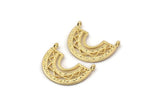 Gold Charm, 2 Gold Plated Brass, Gold Pendants, Charm Pendants, Gold Semi Circle Charms With 2 Loops (24x18x1.2mm) N1451