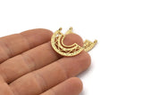 Gold Charm, 2 Gold Plated Brass, Gold Pendants, Charm Pendants, Gold Semi Circle Charms With 2 Loops (24x18x1.2mm) N1451