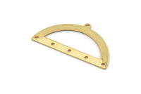 Semi Circle Charm, 2 Gold Plated Brass Half Moon Charms With 6 Holes, Blanks, Connectors (38x20x0.80mm) M506
