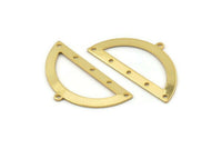 Semi Circle Charm, 2 Gold Plated Brass Half Moon Charms With 6 Holes, Blanks, Connectors (38x20x0.80mm) M506