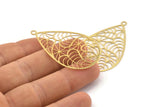 Gold Drop Charm, 4 Gold Plated Brass Drop Shape Charms With 1 Loop, Pendants, Earrings, Findings (47x30mm) E032