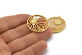 Gold Sun Charm, Gold Plated Brass Sun Charms With 1 Loop, Findings (30x28mm) N1482 H0996
