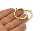Gold Round Charm, 2 Gold Plated Brass Round Charms With 1 Loop And 3 Holes, Pendants (30mm) E546