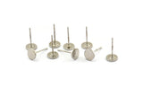 Silver Round Earring, 12 Silver Tone Brass Round Stud Earrings (6x0.80mm) M035 A1515 H0109