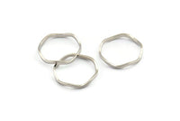 Silver Circle Rings, 12 Silver Tone Brass Wavy Circle Rings, Connectors (17.50x0.80x1.5mm) E188