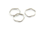 Silver Circle Rings, 12 Silver Tone Brass Wavy Circle Rings, Connectors (17.50x0.80x1.5mm) E188