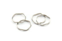 Silver Circle Rings, 12 Silver Tone Brass Wavy Circle Rings, Connectors (17.50x0.80x1.5mm) E188