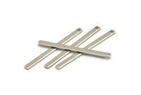 Silver Necklace Bar, 12 Silver Tone Brass Necklace Bars With 1 Hole (35x2.5x0.80mm) E393