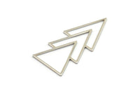Silver Triangle Charm, 4 Silver Tone Brass Geometric Pendants (46x21x1mm) E034 H0522