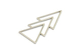 Silver Triangle Charm, 4 Silver Tone Brass Geometric Pendants (46x21x1mm) E034 H0522