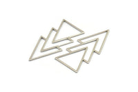 Silver Triangle Charm, 4 Silver Tone Brass Geometric Pendants (46x21x1mm) E034 H0522