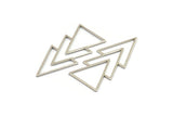 Silver Triangle Charm, 4 Silver Tone Brass Geometric Pendants (46x21x1mm) E034 H0522