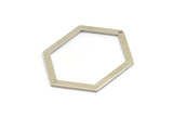 Silver Hexagon Charm, 4 Silver Tone Brass Hexagon Charms With 1 Hole, Pendants, Findings (39x30x1mm) E076 H1203