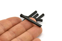 Black Necklace Bar, 6 Oxidized Black Brass Bars With 1 Hole (3x3x35mm) D0241