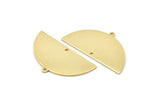 Semi Circle Charm, 2 Gold Plated Brass Half Moon Charms With 2 Holes, Blanks, Stamping Blanks (38x20x0.80mm) M511