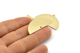 Semi Circle Charm, 2 Gold Plated Brass Half Moon Charms With 2 Holes, Blanks, Stamping Blanks (38x20x0.80mm) M511