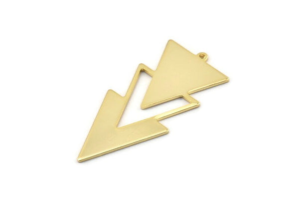 Gold Triangle Charm, Gold Plated Brass Triangle Charms With 1 Loop (49x21x1mm) M01111
