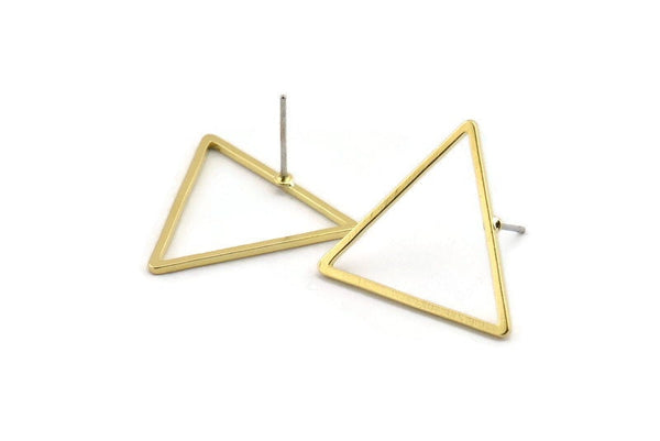 Brass Triangle Earring, 10 Raw Brass Triangle Stud Earrings (24x1mm) Bs 1027 A1754